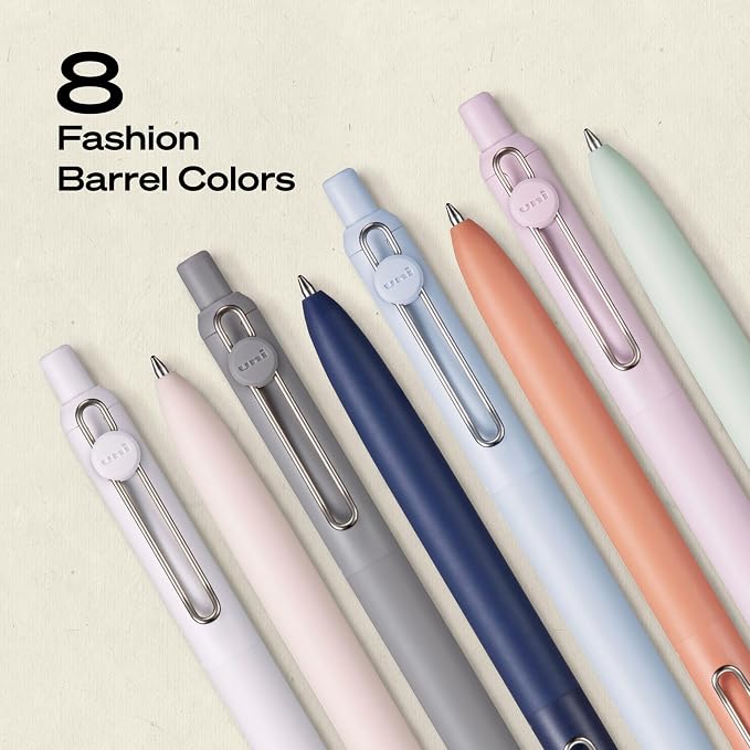 uniball™ Zento Gel Pens, Black Ink, 0.7mm Medium Point, Retractable, 8 Count, Smooth Writing, Quick-Drying, No Smear, No Bleed, Harmony Barrel Colors