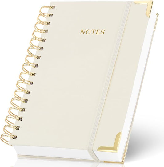 Aesthetic Thick Spiral Notebook Journal For Women in A5 Format - Modern Linen Hardcover College Ruled Note Book With 220 Lined Pages - Perfect For Writing And Staying Organized at Work or Schoo