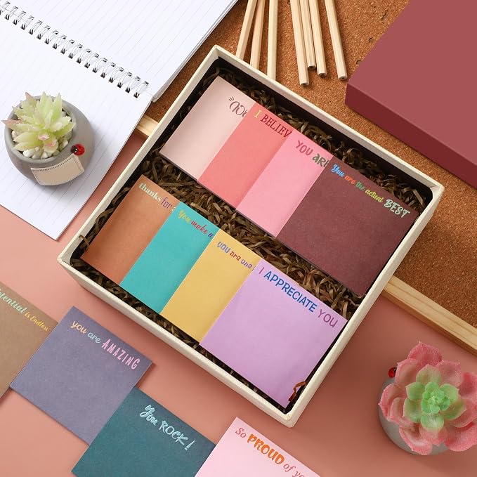 Yinder 24 Pcs Inspirational Sticky Notes, Back to School Supplies, Cute Motivational Sticky Notes Pad Employee Appreciation Gifts Bulk for Teacher Coworker Office 3 x 3'' (Thank You,Vintage Style)