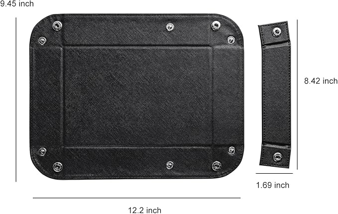 Valet Tray for Men PU Leather Tray Organizer with Partition Luxurious | Night Stand During Trays Storage Keys, Watch & Practical Storage for Table Nightstand Living Room Bedroom (Black)