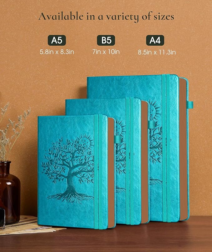 Vintage Leather Journal - 300 Page Lined Journal Notebook with Numbered Pages, A5 Notebook for Women Men,Travel Diary,Daily Journals for Writing, Note Taking, School & Work (5.8" x 8.3")