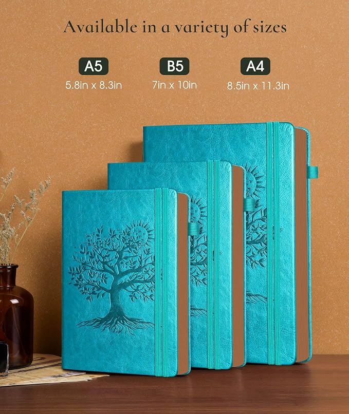 PAIBAS Vintage Leather Journal with 300 Numbered Pages,B5 Lined Journal for Men Women,Daily Journals for Writing,College Ruled Notebook for Work,School,Note taking,Travel Diary,Large (7" x 10")