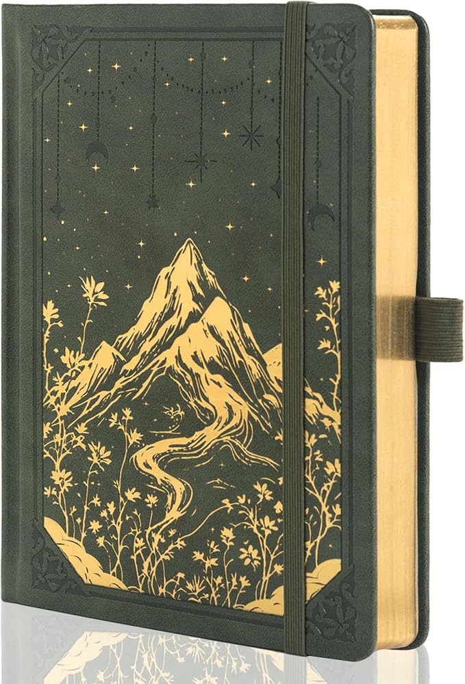 MGGAO Lined Journal Notebook for Women Men, A5 Aesthetic Notebook | 316 Numbered Pages, Golden Edges, Faux Leather, College Ruled, Hardcover, for Writing, Note Taking, School & Office