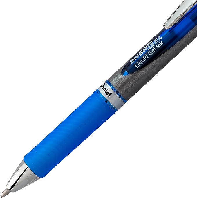 Pentel Energel RTX Retractable Liquid Gel Pen, Bold Line, Metal Tip, Blue Ink Pack of 2 (BL80BP2C)