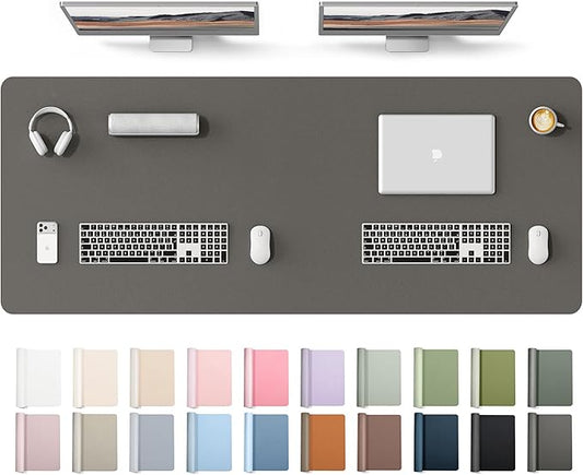 YSAGi Leather Desk Protector, Office Mat, Large Mouse Mat, Non-Slip PU Leather Blotter, Laptop Desk Mat, Waterproof Writing Pad for Office and Home(Dark Grey, 63" x 24")