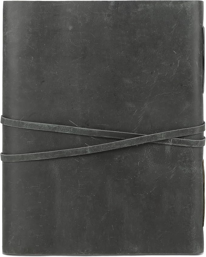 Leather Journal with Deckle Edge Paper 8x6 inch and Vintage Key | Handmade Writing Notebook Diary | Bound Daily Notepad for Men & Women Medium, Sketch/Writing pad for Artists