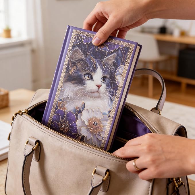 Hardcover Notebook Journal with 224 Pages, A5 Lined Journal with 100 GSM Premium Thick Paper for Smooth Writing, Aesthetic Foil Embossed Garden of Cats Notebook Journal, Ideal Journal for Women, Teens & Cat Lovers