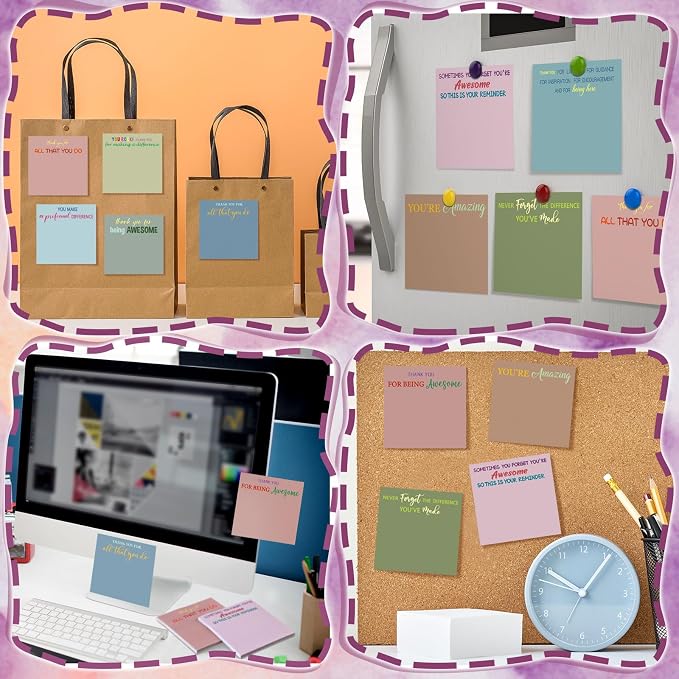 Yinder 48 Pcs Sticky Notes Gifts Bulk,Thank You,Morandi