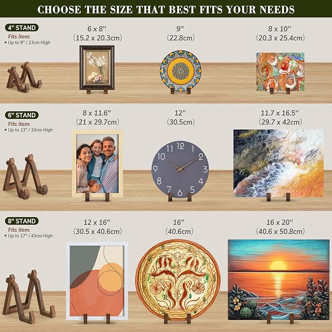 ANBOXIT Plate Display Stand, 6 Inch Plate Holder for Displaying, Decorative Picture Frame Dish Photo Plaque Platter Wood Stand | Decorative Plate Stand for Picture Frame Dish Photo Plaque Platter Wood Stand