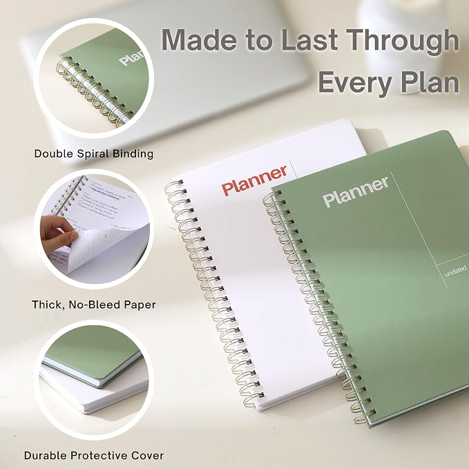Undated Weekly Planner, 8.5" x 11", Dashboard Layout, Blush White | Dateless, Top Priorities, To Do List, Habit Tracker, Weekly Notes Space, Weekly Reflection, For Work, School & Life