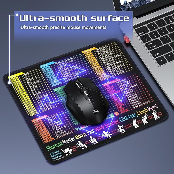 Excel Cheat Sheet Desk Pad - Mouse Pad - Excel Cheat Sheet Desk Mat, Non-Slip Base Mousepad Suitable for Office, Computer Games, Desk Mat and More (11.8" x 9.84")