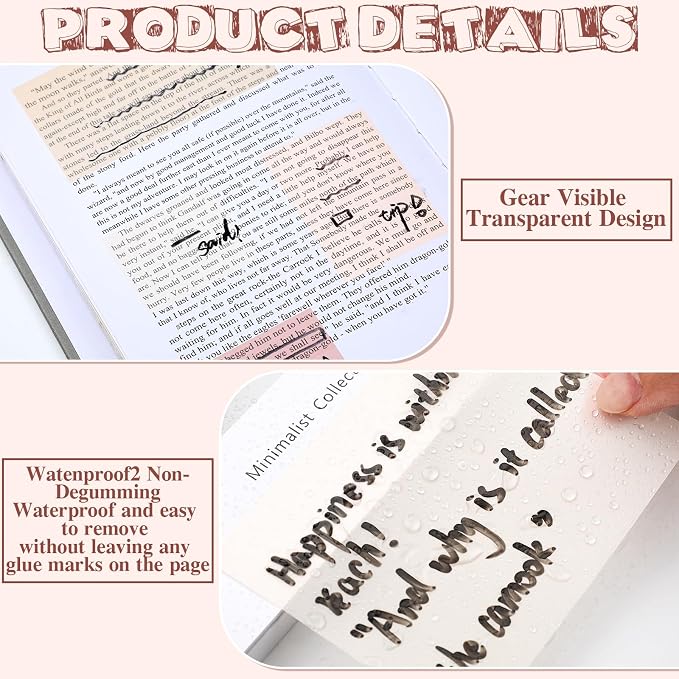 Thenshop 600 Sheets Clear Sticky Notes Transparent Sticky Notes Set Tabs Bible Study Supplies Reusable Divider Tabs for Journaling Notebook Planner Book Office Back to School Supplies