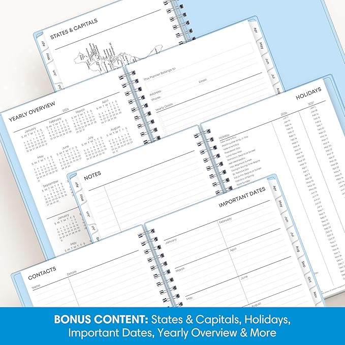 Blue Sky 2026-2027 Weekly & Monthly Academic Planner, 5"x8", Blues | 15-Month April 2026 - June 2027, Flexible Cover With Storage Pockets, Wirebound, Storage Pocket, Academic Year