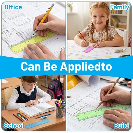 8Pack 15cm Colorful Transparent Plastic Rulers, 6" Ruler with Centimeters, Millimeter and Inches, Assorted Colors Clear Rulers Bulk for Classroom