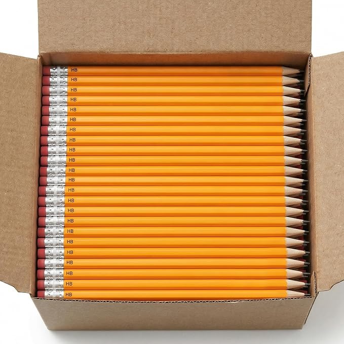Wood-Cased #2 HB Pencils, 200 Pack Sharpened Yellow Pencils with Erasers, Bulk Pack Graphite Pencils for School and Teacher Supplies, Writing, Drawing and Sketching (200)