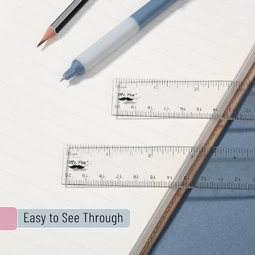 Mr. Pen- Plastic Ruler, 8 Inch, 3 Pack, Easy-to-Read Markings | Scratch-Resistant Design, Durable Clear Rulers for Crafting Office & School, School Supplies