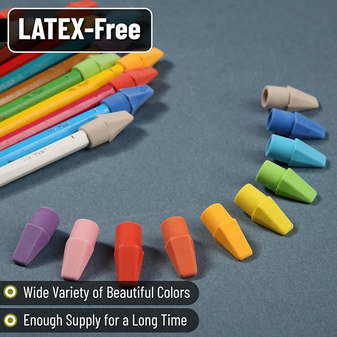 Mr. Pen- Pencil Erasers Toppers, 120 Pack, Colorful, Latex Free, No Smudge | Mr Pen Erasers for Pencils, Pencil Top Erasers, Eraser Caps, Eraser Tops