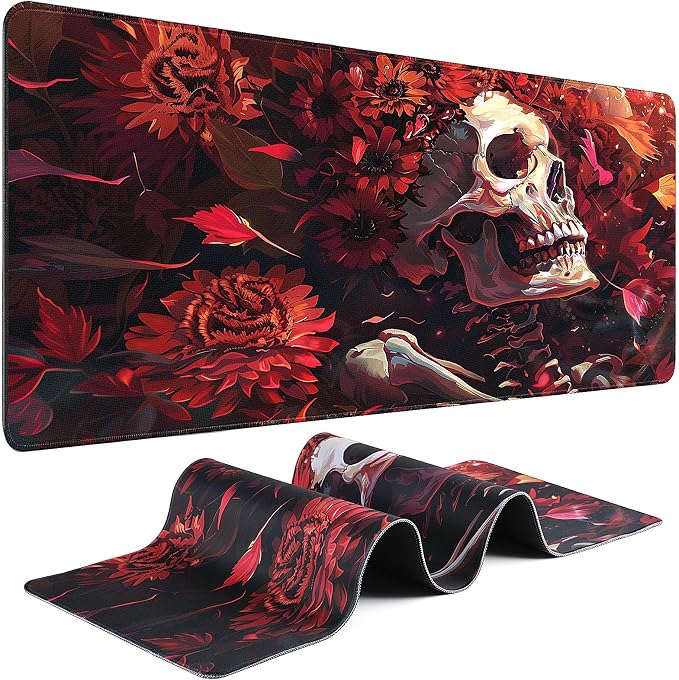 Gaming Mouse Pad - (31.5"×11.8") Skull Large Mouse Pads for Desk - Desk Mat for Keyboard and Mouse with Non-Slip Base, Desks Pad Matfor Game/Office & Home