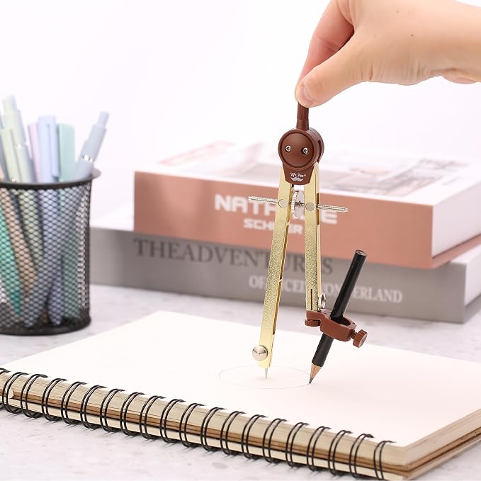 Mr. Pen- Metal Geometry Compass, Center-Wheel Design | Precision Drafting Compass with Pencil for School & Technical Drawing, Draws Circles up to 11 Inches Diameter