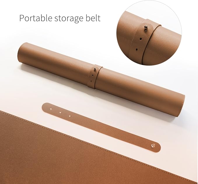 RENMTURE Dual-Sided Mouse Pad, Natural Cork & PU Leather Large Desk Pad for Office and Home Work, Desk Protector Non-Slip, Waterproof, Easy Clean (Brown, 32"x16")
