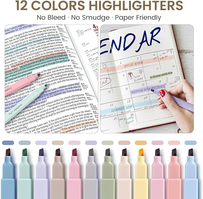 Cute Pencil Case With Supplies, 39 PCS Aesthetic Stationery Set with Pencil Pouch, 6 Black Ink Gel Pens, 12 Pastel Highlighters, 5 #2 HB Pencils, 4 Mechanical Pencils, Back to School Supplies - Beige