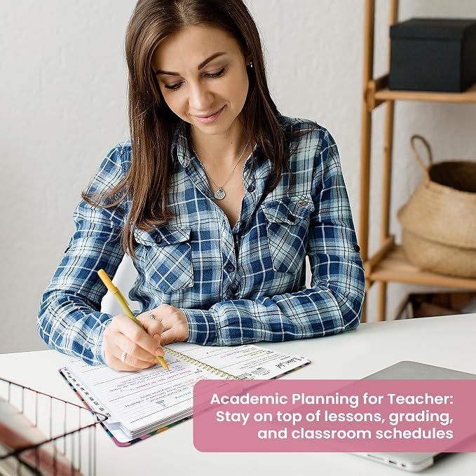 Planner 2026-2027, Academic Year Monthly and Weekly Calendar Planner, Jul 2026 - Jun 2027, Hardcover Teacher Student Planning Agenda book with Tabs, Perfect for School Office Supplies, 6.3" x 8.5" - Vivid Garden