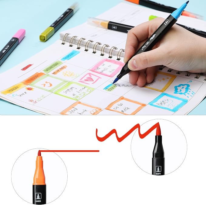Mr. Pen- Dual Tip Brush Pens, 12 pcs, Vibrant Colors | Brush and Fine Tip Marker, Dual Tip Markers, Art Markers for Adults