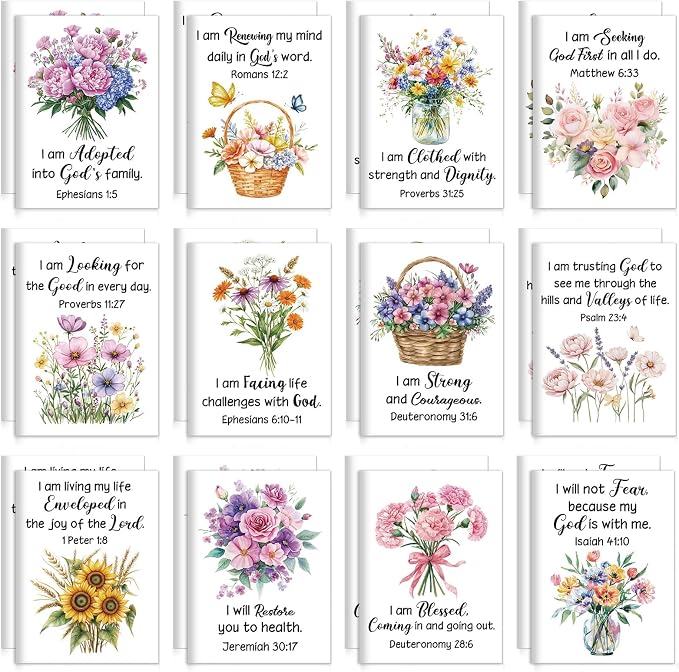 Tatuo 24 Pcs Watercolor Floral Christian Mini Notebook for Women Bible Verse Inspirational Notepads Scripture Pocket Prayer Journal for Church Gifts VBS Volunteer Appreciation Gifts 2026, 3.3 x 4.7 In