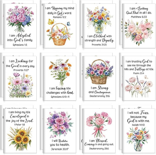 Tatuo 24 Pcs Watercolor Floral Christian Mini Notebook for Women Bible Verse Inspirational Notepads Scripture Pocket Prayer Journal for Church Gifts VBS Volunteer Appreciation Gifts 2026, 3.3 x 4.7 In