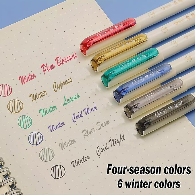 Brush Tip Drawing Pens: Artist Colored Flexible Tip Water Calligraphy Brush Pens for Journaling Adult Coloring Hand Lettering Calligraphy Journaling Bibling (6, Winter colors)