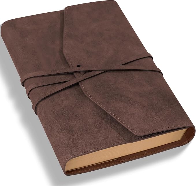 MINICAGIE Vintage Journal for Women Men Leather Bound Journaling Notebook Diary 160 Pages Book of Shadows Journal Soft Cover Journals for Writing Travel Gifts, 5.9x 8.6 in, Brown