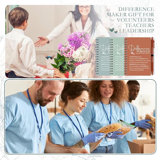 Tellingyou 20 Sets Difference Maker Employee Appreciation Gift for Coworker to Do List Notebooks with Ballpoint Pen Note Pads Journal Back to School for Teacher Nurse Staff Team (Healing Colors)