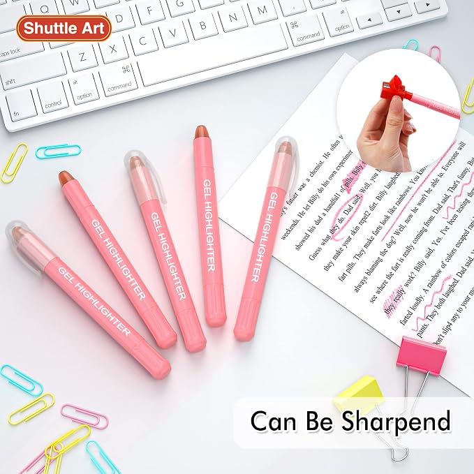 Shuttle Art 5 Pack Pink Gel Highlighters,Bible Highlighters,No Bleed Through, Bible Journaling Supplies,Great for Journaling, Highlighting and Studying