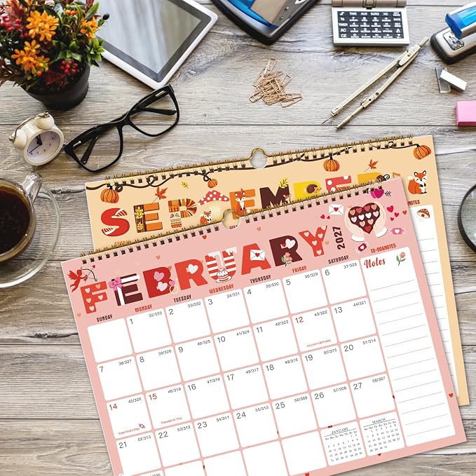 Lbylyhxc Calendar 2026-2027 - 18 Monthly Wall Calendar 2026 - 2027 from July 2026 to December 2027, 14.8 x 11.5 Inches.Thick Paper includes major holidays and dedicated space for notes and important dates (Calendar 2026-2027 festivals)