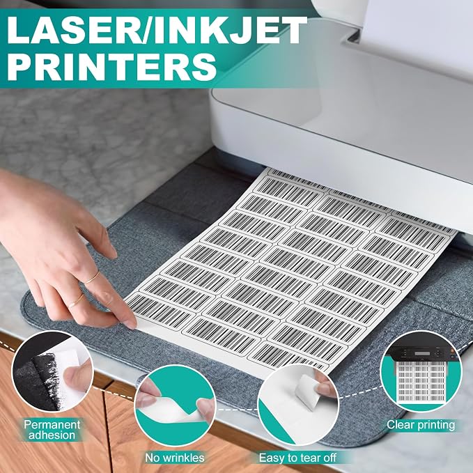 Address Labels 1" x 2-5/8" Matte Sticker Paper, 30 Up 250 Sheets (7500 Labels), Printable Shipping Mailing Labels for Inkjet & Laser Printer, White Blank Label Sheets for Small Business & Office