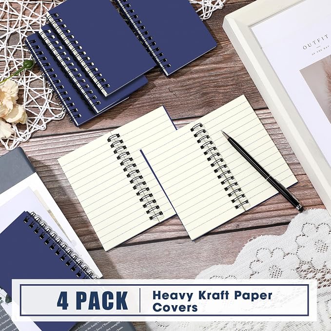 Jutom 18 Pcs Small Spiral Notebooks Memo Pads 3x5 Bulk Small Pocket Notepads Back to School Supplies Mini Notebook with Lined Mini Journals for Office & Work, 120 Pages (Dark Blue)