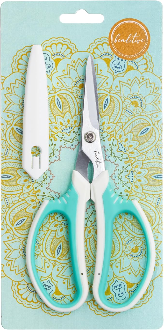 Beaditive Multipurpose Craft Scissors - High-Leverage with Sharp Carbon Steel Blades - Ergonomic Sewing Scissors for Heavy Duty Projects - Office, Scrapbook, Leather Scissors