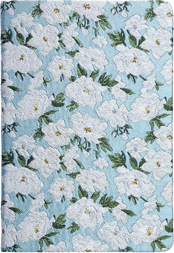 Floral Notebook, Cute Journal, A5, 8x6, Wide Rule, Lined Notebook, Diary for Women, Blue Notebook, Hard Cover Journal Notebooks, Lay Flat, Pretty Notebook, Writing Journal, White Gardenia