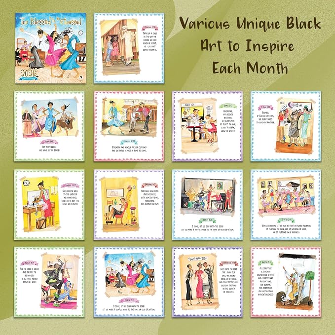 African American Expressions 2026 Wall Calendar – Too Blessed to Be Stressed – Monthly Calendar Celebrating Black Culture & History, 12x12 Hanging Calendar, 16 Months – Christian Gift for Women