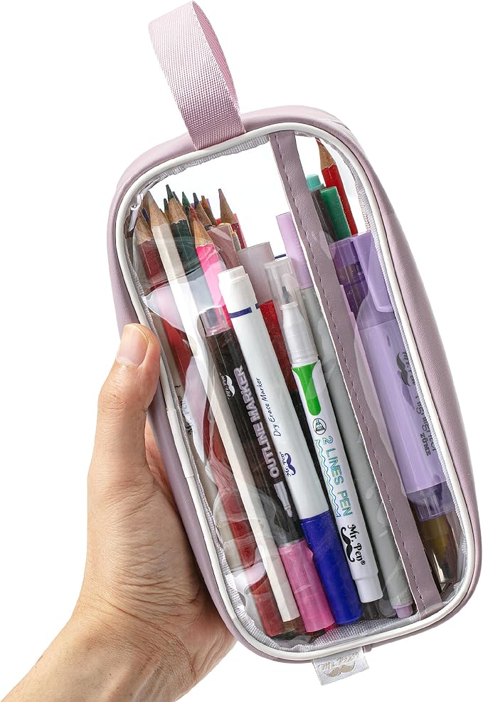 Mr. Pen- Clear Pencil Pouch, Large Capacity Makeup Pouch | Clear Pen Pencil Case, Cosmetics Bag, Multi-Purpose for Travel, School, Teen Girls, Transparent Stationary Bag