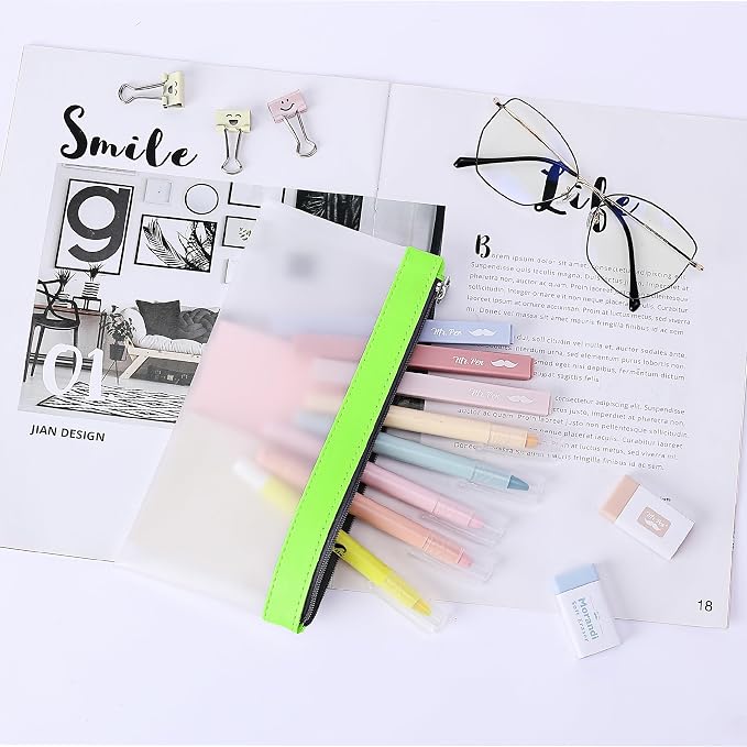 Mr. Pen- Clear Pencil Pouch, 8.50"x4.25", 3 Pack, Durable TPU Material | Medium Water-Resistant Pencil Bags with Smooth Zipper, Multipurpose Clear Pouch for Stationery, School, Office