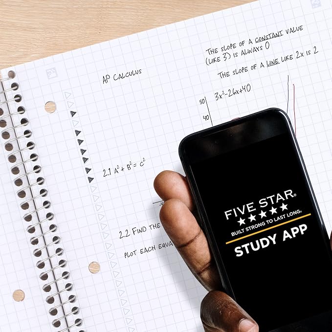 Five Star Spiral Notebook + Study App, 1 Subject, Graph Ruled Paper, 8-1/2" x 11", 100 Sheets, Fights Ink Bleed, Water Resistant Cover, Sedona Orange (620000CD1)