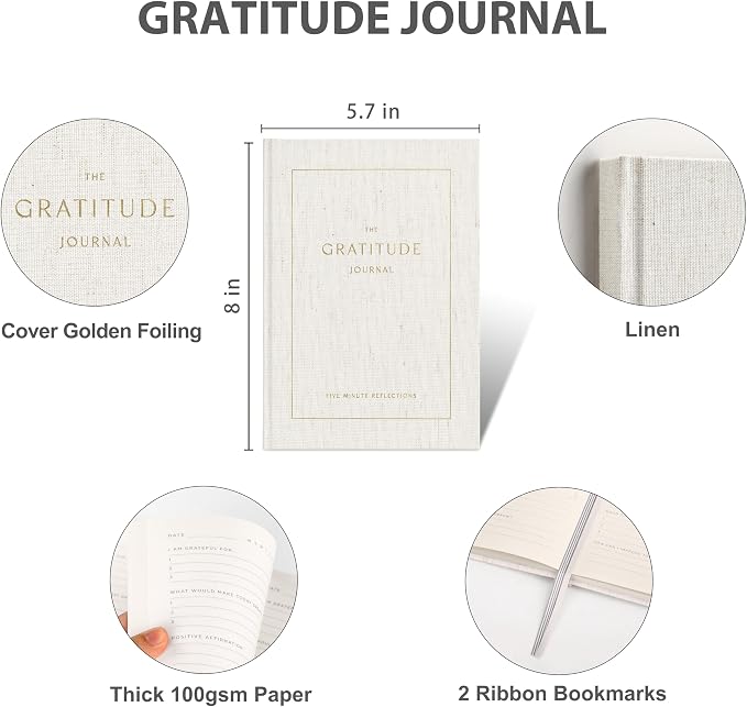 And Per Se Gratitude Journal – 5 Minute Daily Practice for Women with Prompts & Quotes – Undated Mindfulness & Happiness Notebook (Original Beige)