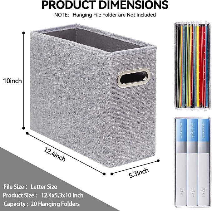 Packing Box Measurements 4 Pack Letter Size File Storage Box Collapsible, Fabric Hanging File F ...
