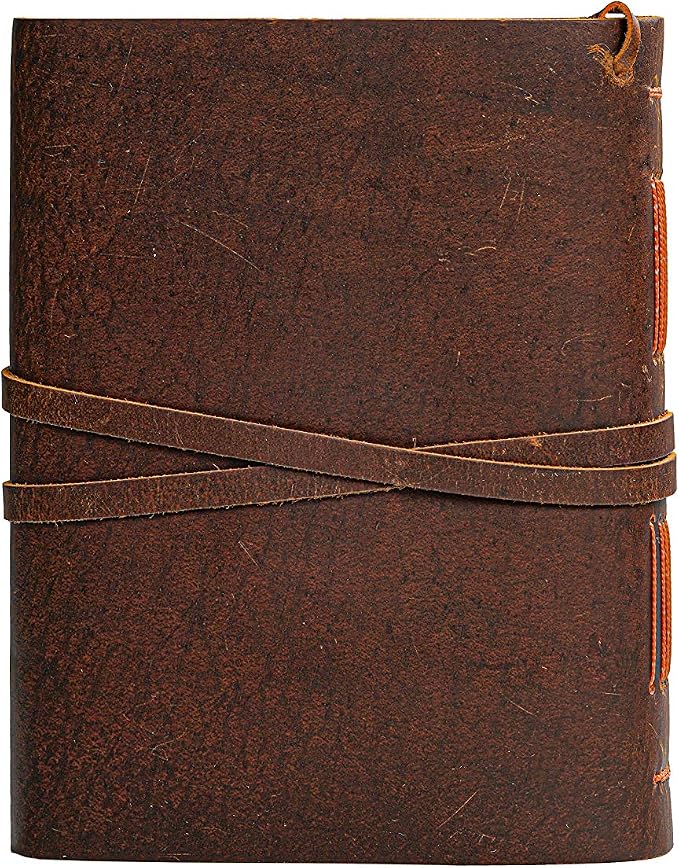 HLC Leather Journal Notebook（6x8 in）- Vintage Leather Bound Journals Handmade Rustic Finish Book for Men and Women Unlined Leather Craft Paper 300 Pages, Diary Pocket book To Write In