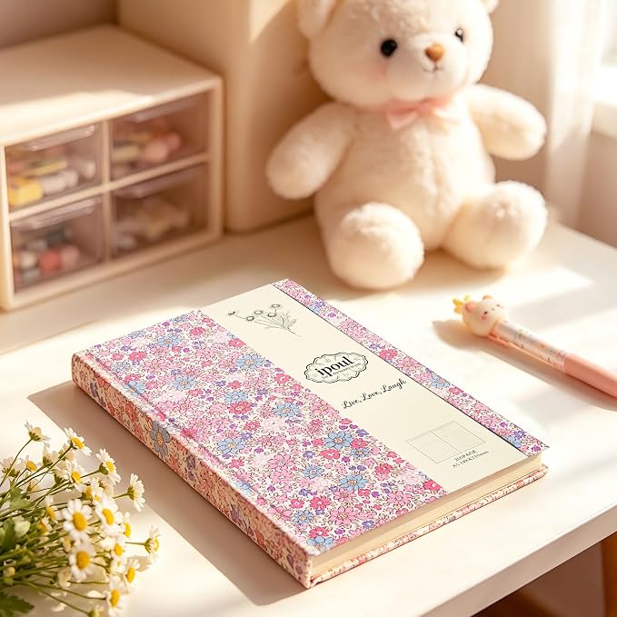Pink Journal, Floral Notebook, A5, Ruled, Journal for Teen Girls, Writing Notebook, Hardcover, Lay-flat, Pretty Girls Diary, Birthday Gift for Women, Daughter, Granddaughter, School Supplies