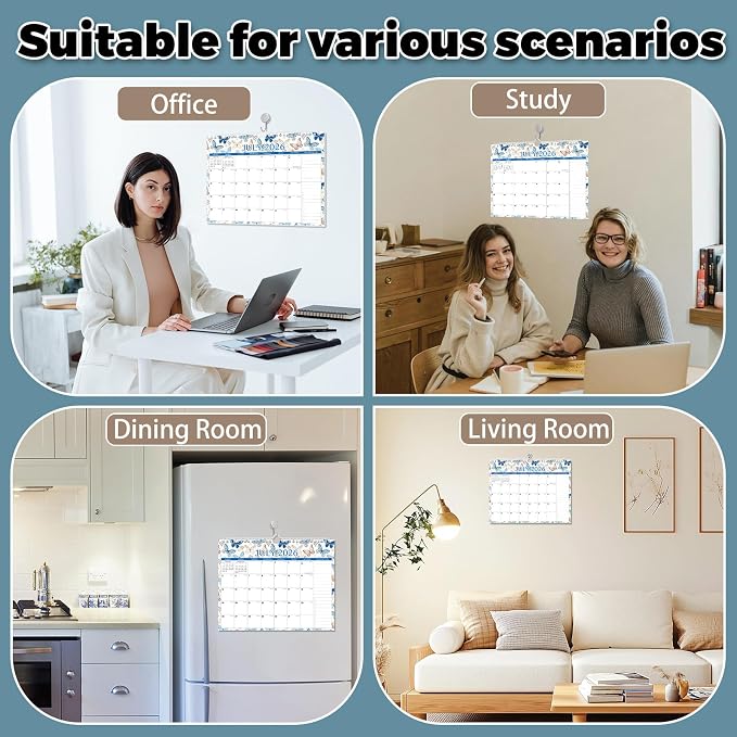 Wall Calendar 2026-2027 – 11 x 8.7 In, 18 Months from July 2026 to December 2027, Monthly Calendar with Holidays, Julian Dates, Grid Design for Scheduling, Home or School Use