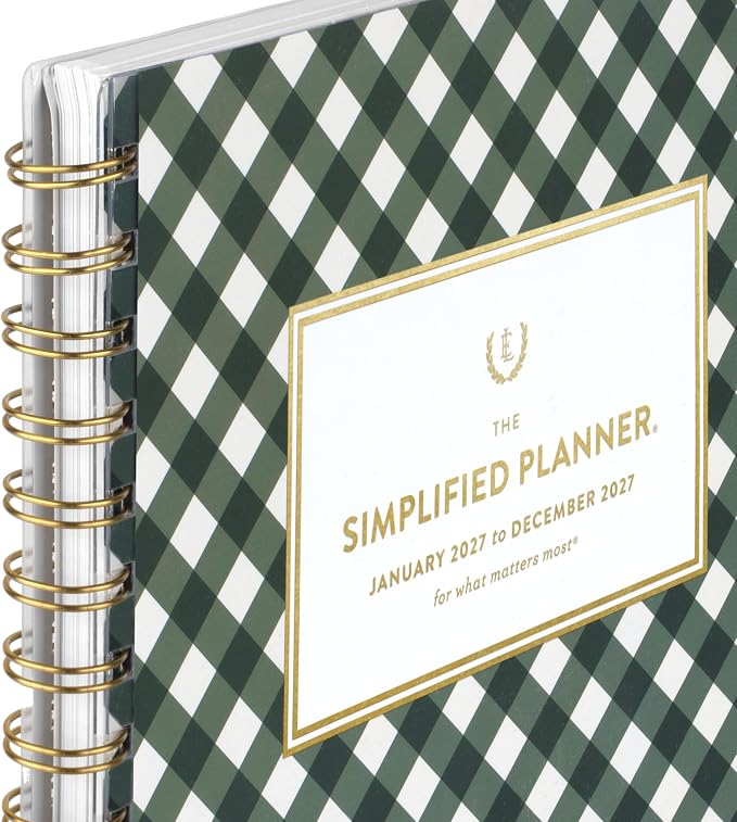 AT-A-GLANCE 2027 Planner, Simplified by Emily Ley, Weekly & Monthly, 8.5" x 11", Customizable, Camp Gingham (EL58-901-27)