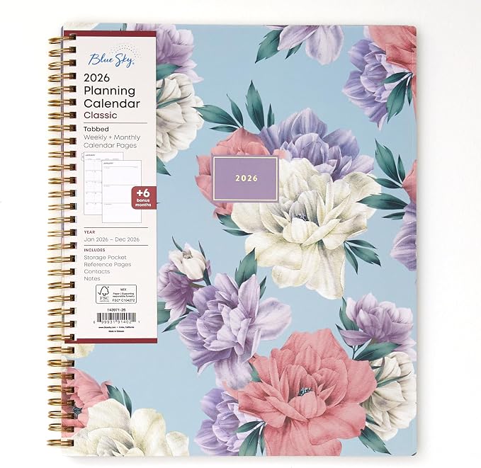 Blue Sky 2026 Weekly & Monthly Planner Calendar, 8.5"x11", Tula | January 2026 - December 2026, Flexible Cover, Durable Twin Wire Binding, Laminated Tabs, Storage Pocket
