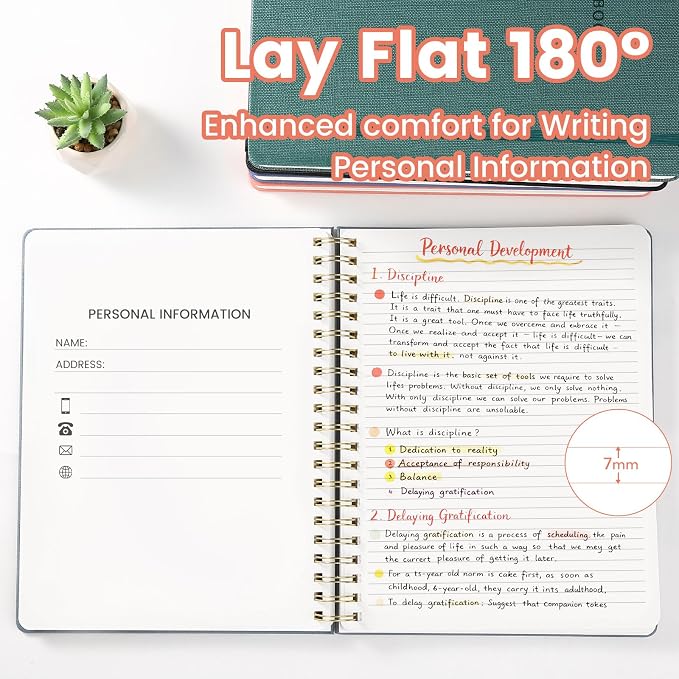 Spiral Notebook - 8.5 x 10.98 Inch Large Hard Cover Notebook with Elastic Band & Pocket, 252 Pages, Lay Flat Wirebound Journal for Work, School, Planning & Note Taking Pink